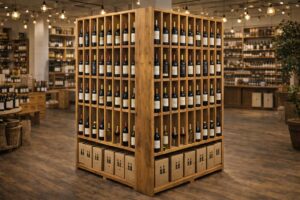 étagère à vin en bois artisanal