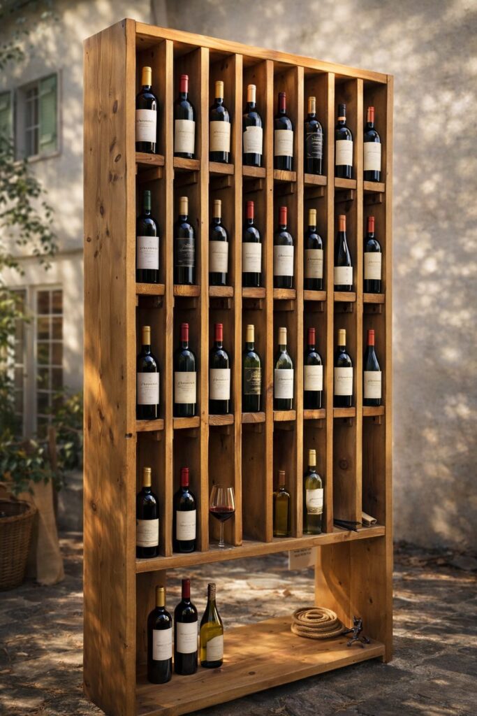 étagère à vin en bois artisanal